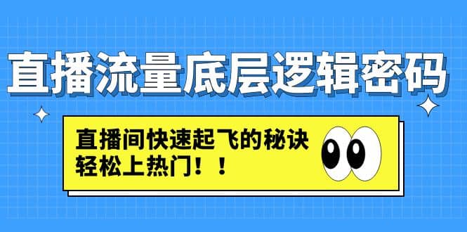 直播流量底层逻辑密码：直播间快速起飞的秘诀，轻松上热门创客之家-网创项目资源站-副业项目-创业项目-搞钱项目创客之家