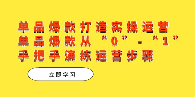 单品爆款打造实操运营，单品爆款从“0”-“1”手把手演练运营步骤创客之家-网创项目资源站-副业项目-创业项目-搞钱项目创客之家