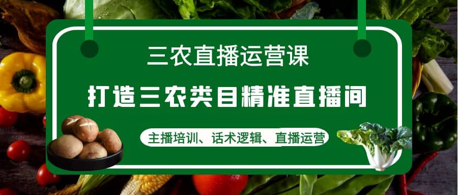 三农直播运营课：打造三农类目精准直播间，主播培训、话术逻辑、直播运营创客之家-网创项目资源站-副业项目-创业项目-搞钱项目创客之家