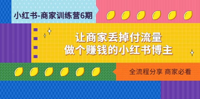 小红书-商家训练营12期：让商家丢掉付流量创客之家-网创项目资源站-副业项目-创业项目-搞钱项目创客之家