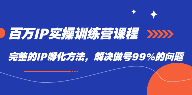 百万IP实战训练营课程，完整的IP孵化方法，解决做号99%的问题创客之家-网创项目资源站-副业项目-创业项目-搞钱项目创客之家