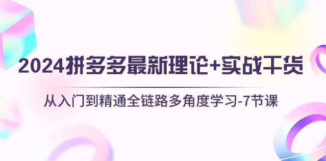 2024拼多多 最新理论+实战干货，从入门到精通全链路多角度学习-7节课创客之家-网创项目资源站-副业项目-创业项目-搞钱项目创客之家
