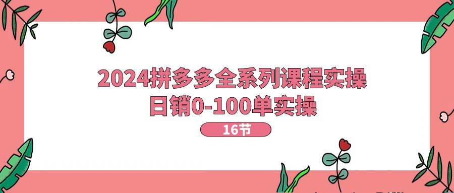 2024拼多多全系列课程实操，日销0-100单实操【16节课】创客之家-网创项目资源站-副业项目-创业项目-搞钱项目创客之家
