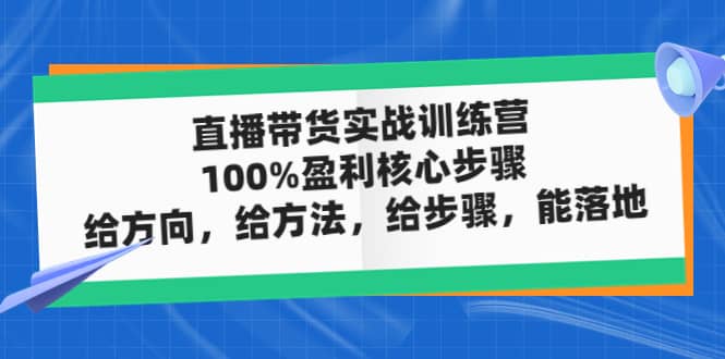 直播带货实战训练营：100%盈利核心步骤，给方向，给方法，给步骤，能落地创客之家-网创项目资源站-副业项目-创业项目-搞钱项目创客之家