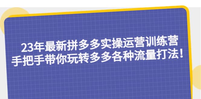 23年最新拼多多实操运营训练营：手把手带你玩转多多各种流量打法！创客之家-网创项目资源站-副业项目-创业项目-搞钱项目创客之家