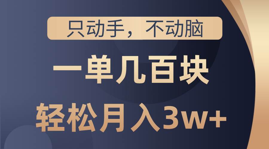 只动手不动脑，一单几百块，轻松月入3w+，看完就能直接操作，详细教程创客之家-网创项目资源站-副业项目-创业项目-搞钱项目创客之家