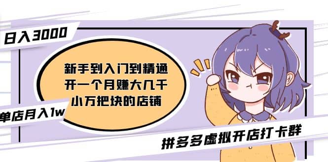 拼多多虚拟开店打卡群：新手到入门到精通创客之家-网创项目资源站-副业项目-创业项目-搞钱项目创客之家