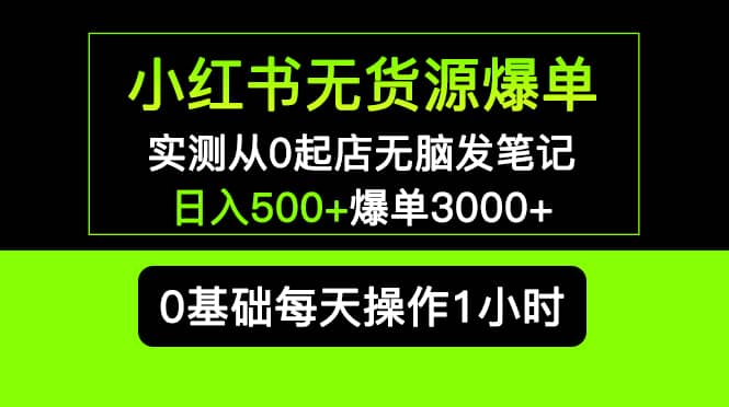 小红书无货源爆单 实测从0起店无脑发笔记爆单3000+长期项目可多店创客之家-网创项目资源站-副业项目-创业项目-搞钱项目创客之家