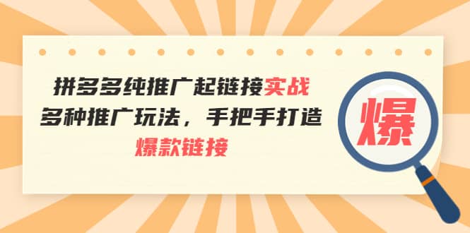 拼多多纯推广起链接实战：多种推广玩法，手把手打造爆款链接创客之家-网创项目资源站-副业项目-创业项目-搞钱项目创客之家
