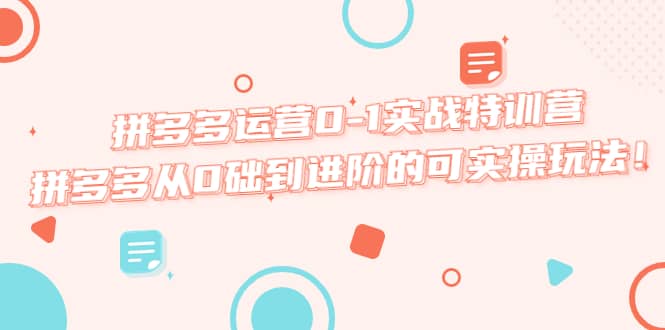 拼多多运营0-1实战特训营，拼多多从0础到进阶的可实操玩法创客之家-网创项目资源站-副业项目-创业项目-搞钱项目创客之家