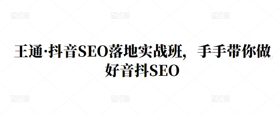 王通·抖音SEO落地实战班，手‬手带你做好音抖‬‬SEO创客之家-网创项目资源站-副业项目-创业项目-搞钱项目创客之家