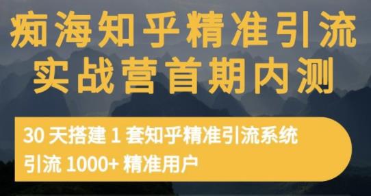 痴海知乎精准引流实战营1-2期，30天搭建1套知乎精准引流系统，引流1000+精准用户创客之家-网创项目资源站-副业项目-创业项目-搞钱项目创客之家