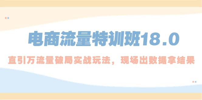 电商流量特训班18.0，直引万流量破局实操玩法，现场出数据拿结果创客之家-网创项目资源站-副业项目-创业项目-搞钱项目创客之家