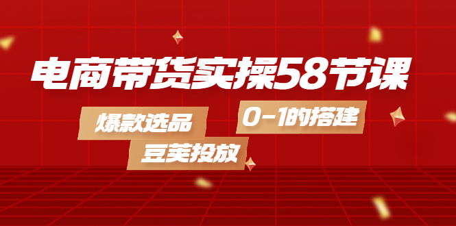 电商带货实操58节课，爆款选品，豆荚投放，0-1的搭建创客之家-网创项目资源站-副业项目-创业项目-搞钱项目创客之家
