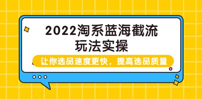2022淘系蓝海截流玩法实操：让你选品速度更快，提高选品质量（价值599）创客之家-网创项目资源站-副业项目-创业项目-搞钱项目创客之家