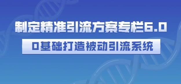 制定精准引流方案专栏6.0，0基础打造被动引流系统创客之家-网创项目资源站-副业项目-创业项目-搞钱项目创客之家