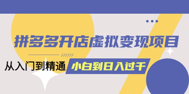 拼多多开店虚拟变现项目：入门到精通 从小白到日入1000（完整版）4月10更新创客之家-网创项目资源站-副业项目-创业项目-搞钱项目创客之家