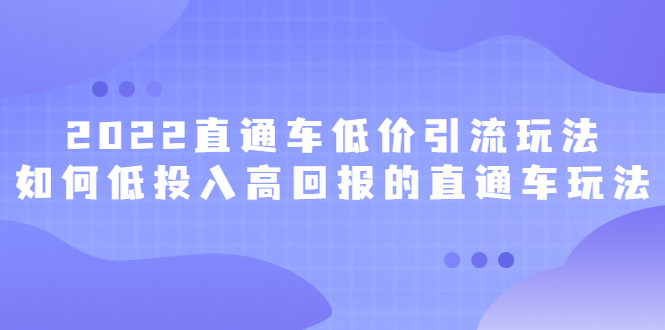 2022直通车低价引流玩法，教大家如何低投入高回报的直通车玩法创客之家-网创项目资源站-副业项目-创业项目-搞钱项目创客之家