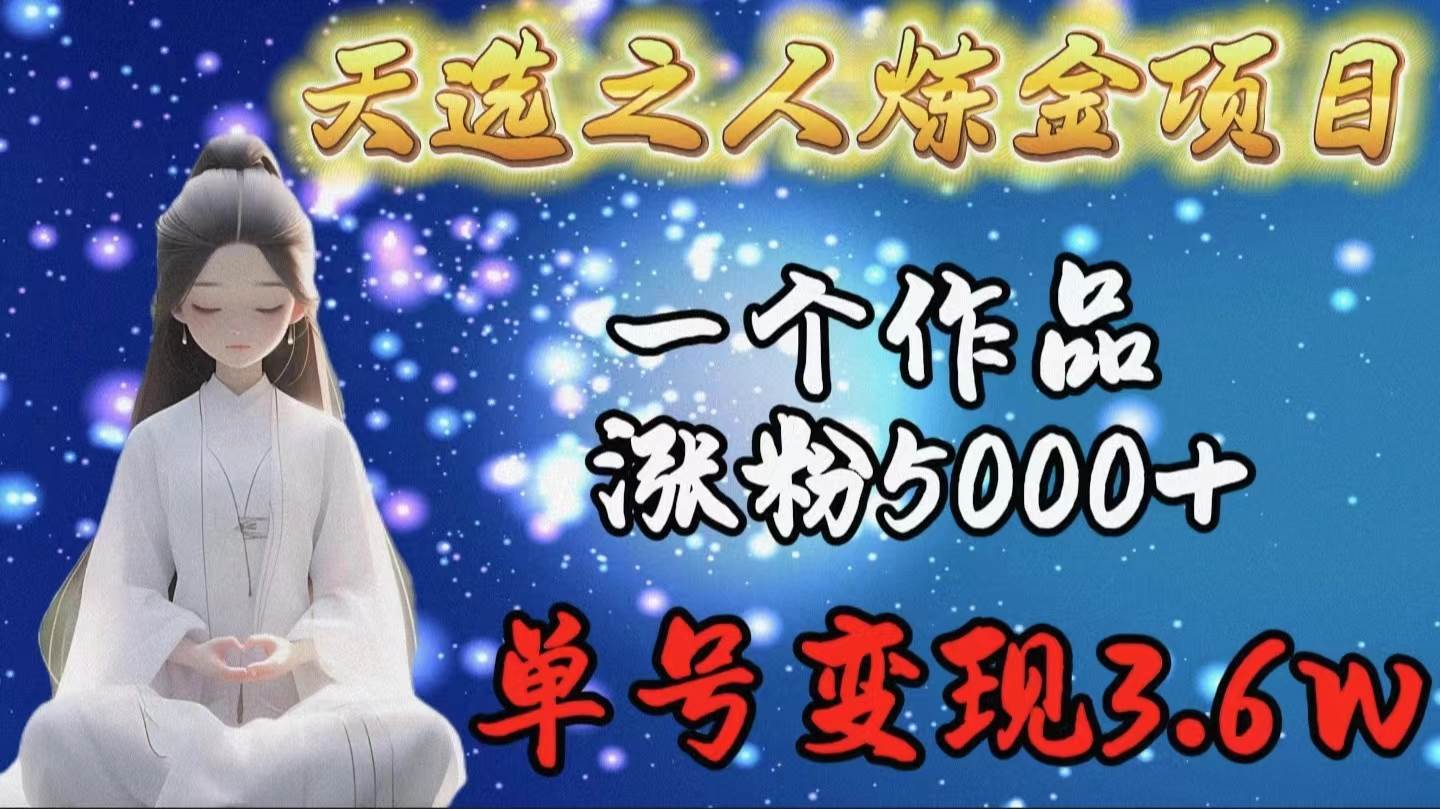 天选之人炼金项目，一个作品涨粉5000+，单号变现3.6w创客之家-网创项目资源站-副业项目-创业项目-搞钱项目创客之家