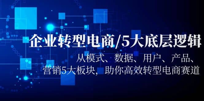 企业转型电商/5大底层逻辑，从模式 数据 用户 产品 营销5大板块，高效转型创客之家-网创项目资源站-副业项目-创业项目-搞钱项目创客之家