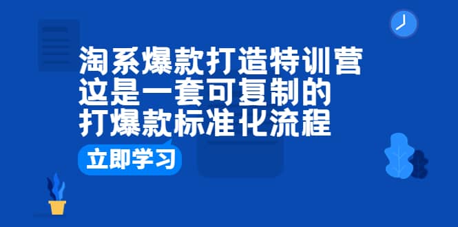 淘系爆款打造特训营：这是一套可复制的打爆款标准化流程创客之家-网创项目资源站-副业项目-创业项目-搞钱项目创客之家