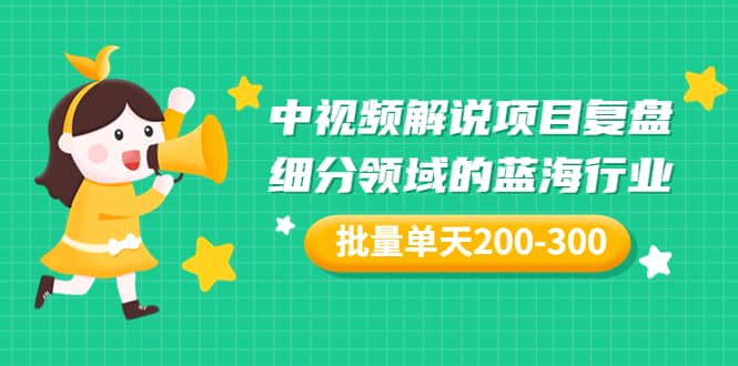 某付费文章：中视频解说项目复盘：细分领域的蓝海行业 批量单天200-300收益创客之家-网创项目资源站-副业项目-创业项目-搞钱项目创客之家