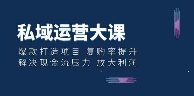 私域运营大课：爆款打造项目 复购率提升 解决现金流压力 放大利润创客之家-网创项目资源站-副业项目-创业项目-搞钱项目创客之家