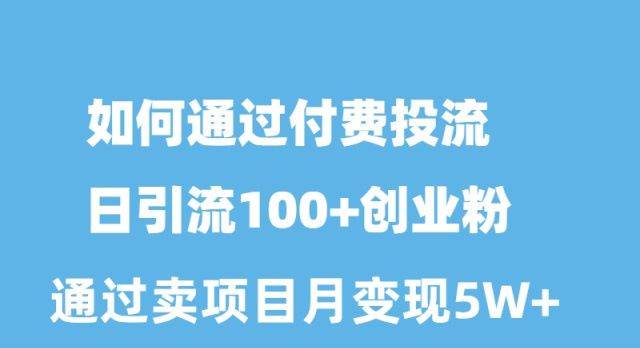 如何通过付费投流日引流100+创业粉月变现5W+创客之家-网创项目资源站-副业项目-创业项目-搞钱项目创客之家
