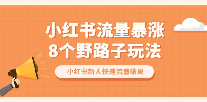 小红书流量-暴涨8个野路子玩法：小红书新人快速流量破局（8节课）创客之家-网创项目资源站-副业项目-创业项目-搞钱项目创客之家