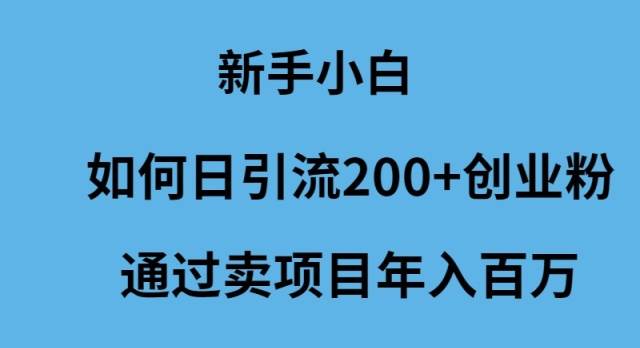 新手小白如何日引流200+创业粉通过卖项目年入百万创客之家-网创项目资源站-副业项目-创业项目-搞钱项目创客之家