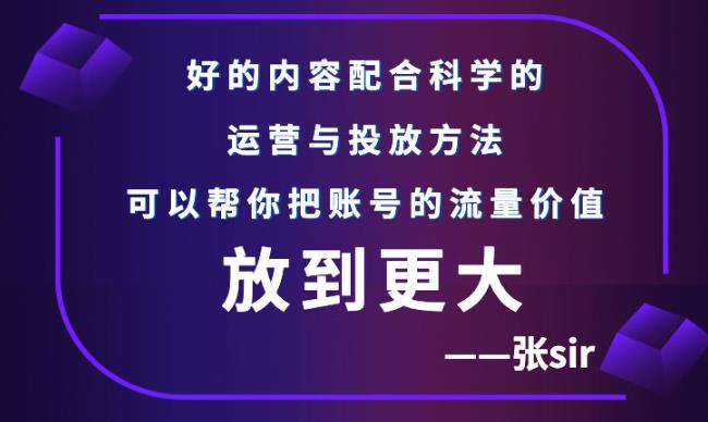 张sir账号流量增长课，告别海王流量，让你的流量更精准创客之家-网创项目资源站-副业项目-创业项目-搞钱项目创客之家