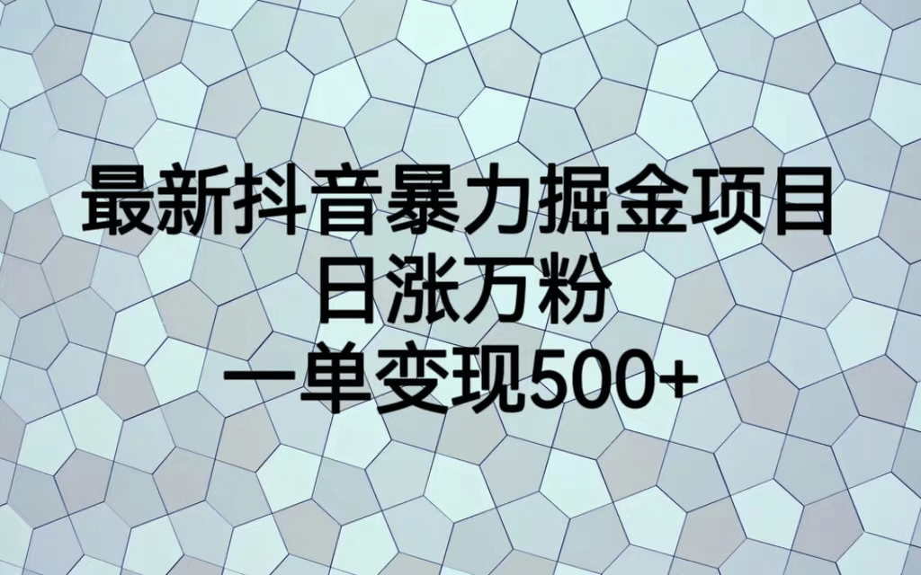 最火热的抖音暴力掘金项目，日涨万粉，多种变现方式，一单变现可达500+创客之家-网创项目资源站-副业项目-创业项目-搞钱项目创客之家