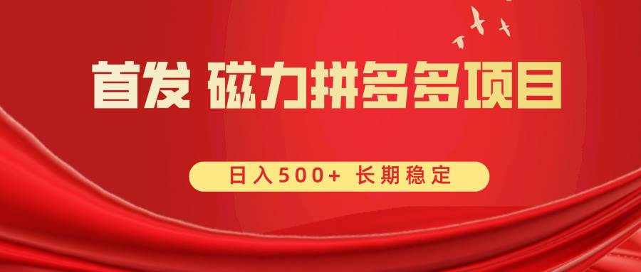首发 磁力拼多多自撸  日入500+创客之家-网创项目资源站-副业项目-创业项目-搞钱项目创客之家