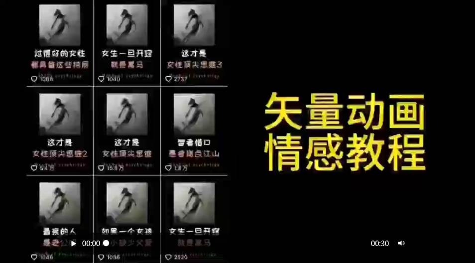 矢量动画情感教程：高点赞涨粉，适合情感、思维、创业教育等赛道创客之家-网创项目资源站-副业项目-创业项目-搞钱项目创客之家