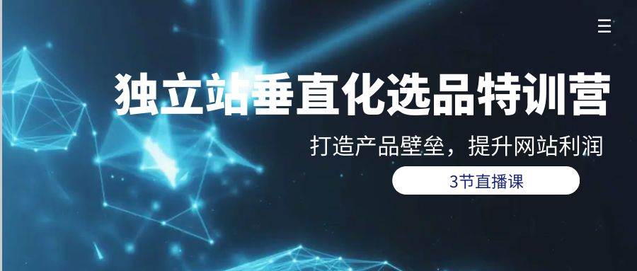 独立站-垂直化选品训练营，打造产品壁垒，提升网站利润（3节直播课）创客之家-网创项目资源站-副业项目-创业项目-搞钱项目创客之家