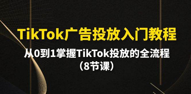 TikTok广告投放入门教程，从0到1掌握TikTok投放的全流程（8节课）创客之家-网创项目资源站-副业项目-创业项目-搞钱项目创客之家