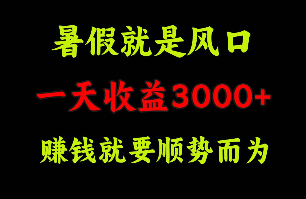 一天收益3000+ 赚钱就是顺势而为，暑假就是风口创客之家-网创项目资源站-副业项目-创业项目-搞钱项目创客之家