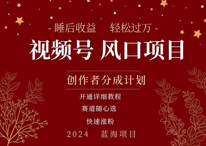 拥有睡眠收益的微信视频号大风口项目，轻松月入过万+，多赛道选择，可…创客之家-网创项目资源站-副业项目-创业项目-搞钱项目创客之家