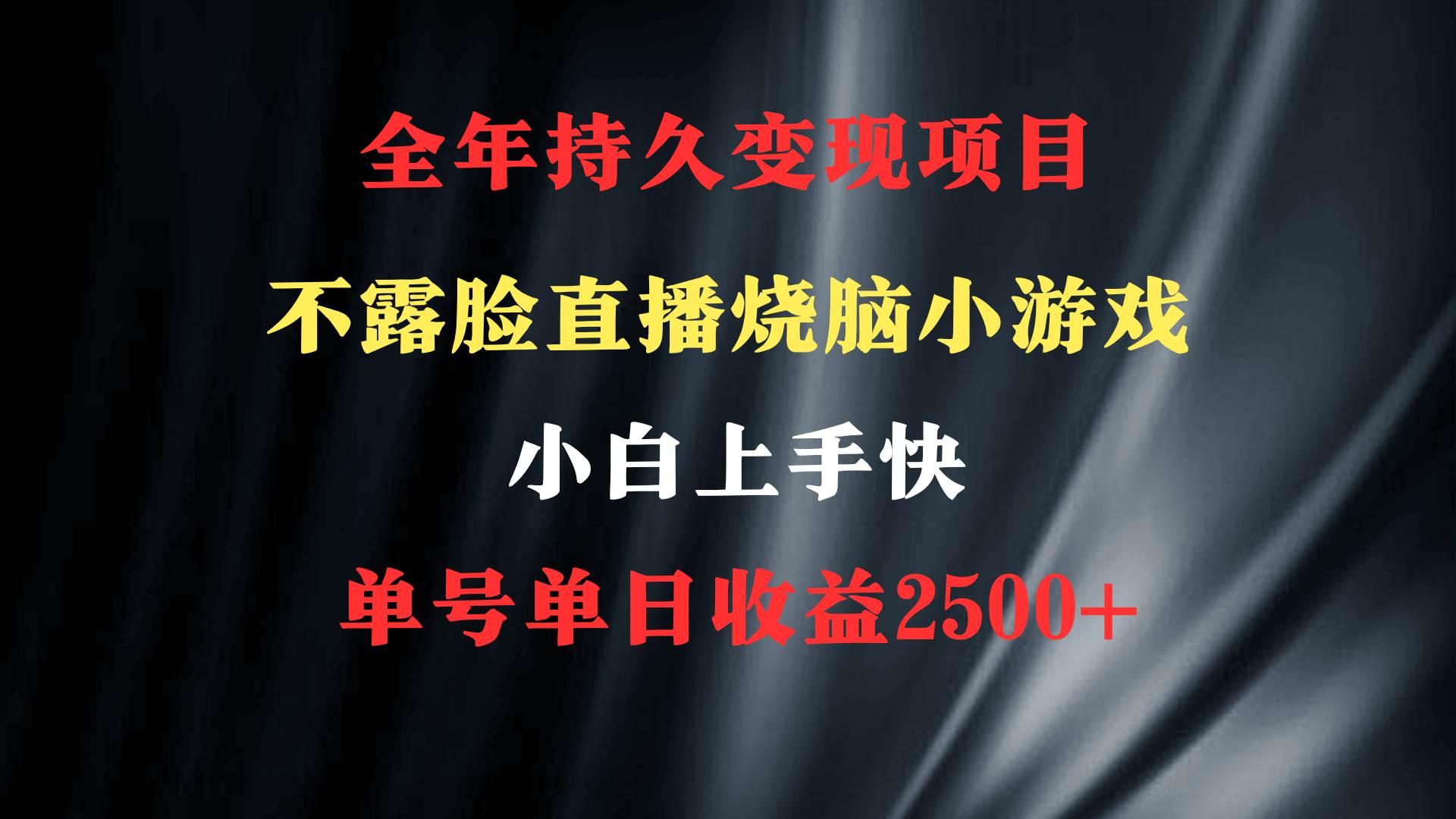 2024年 最优项目，烧脑小游戏不露脸直播  小白上手快 无门槛 一天收益2500+创客之家-网创项目资源站-副业项目-创业项目-搞钱项目创客之家