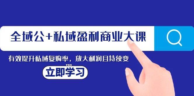 全域公+私域盈利商业大课，有效提升私域复购率，放大利润且持续变现创客之家-网创项目资源站-副业项目-创业项目-搞钱项目创客之家
