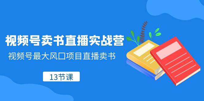 视频号-卖书直播实战营，视频号最大风囗项目直播卖书（13节课）创客之家-网创项目资源站-副业项目-创业项目-搞钱项目创客之家