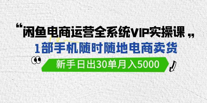 闲鱼电商运营全系统VIP实战课，1部手机随时随地卖货，新手日出30单月入5000创客之家-网创项目资源站-副业项目-创业项目-搞钱项目创客之家