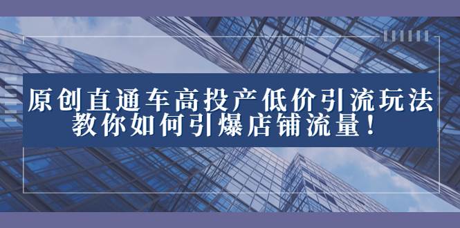2023直通车高投产低价引流玩法，教你如何引爆店铺流量！创客之家-网创项目资源站-副业项目-创业项目-搞钱项目创客之家