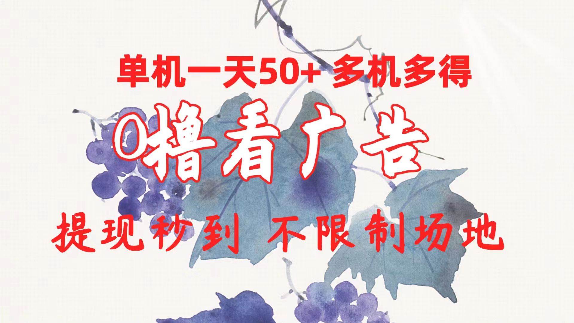 0撸看广告 单机一天50+多机多得 提现秒到 不限制场地操作创客之家-网创项目资源站-副业项目-创业项目-搞钱项目创客之家