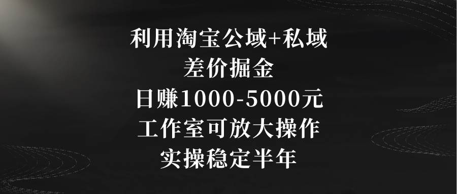 利用淘宝公域+私域差价掘金，日赚1000-5000元，工作室可放大操作，实操…创客之家-网创项目资源站-副业项目-创业项目-搞钱项目创客之家