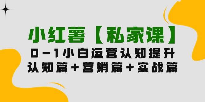 小红薯【私家课】0-1玩赚小红书内容营销，认知篇+营销篇+实战篇（11节课）创客之家-网创项目资源站-副业项目-创业项目-搞钱项目创客之家