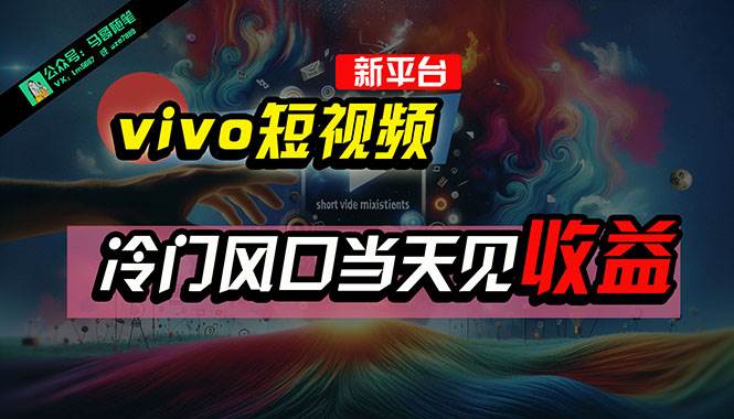 全新平台vivo短视频，新风口AI混剪无脑搬运，冷门风口当天见收益，7天…创客之家-网创项目资源站-副业项目-创业项目-搞钱项目创客之家