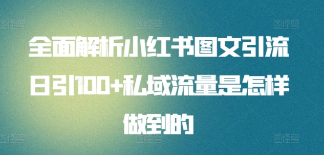 暴力引流 小红书图文引流日引100私域全面拆解【打粉人必看】创客之家-网创项目资源站-副业项目-创业项目-搞钱项目创客之家