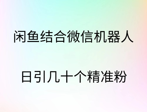 闲鱼结合微信机器人，日引几十个精准粉创客之家-网创项目资源站-副业项目-创业项目-搞钱项目创客之家