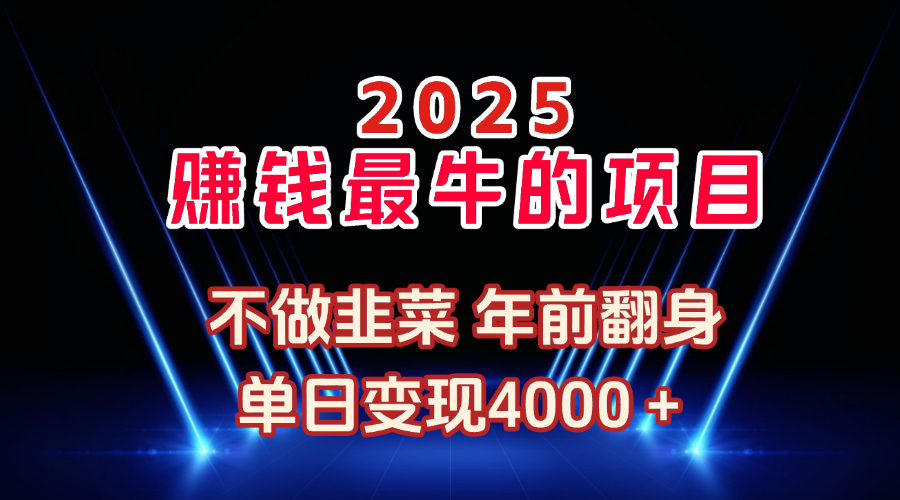 2025年赚钱最牛的项目 不做韭菜 年前翻身创客之家-网创项目资源站-副业项目-创业项目-搞钱项目创客之家
